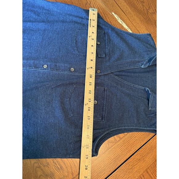 J. McLaughlin Joss Top Sleeveless Tank Navy Blue Women's Sz L Solid Cotton Blend - Picture 6 of 6